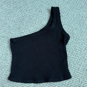 Urban Outfitters Black Asymmetrical Ribbed Tank Top